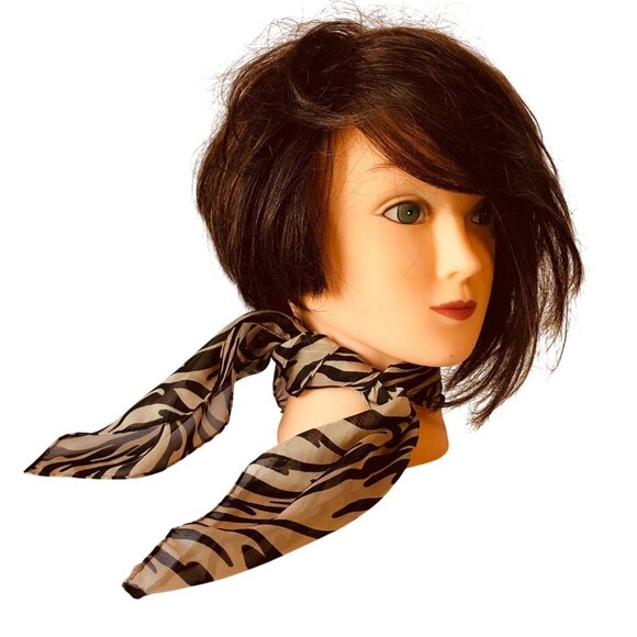 Vintage Liz Claiborne Zebra Silk Scarf Animal Print Square Elegant Neutral Acces - Picture 4 of 4